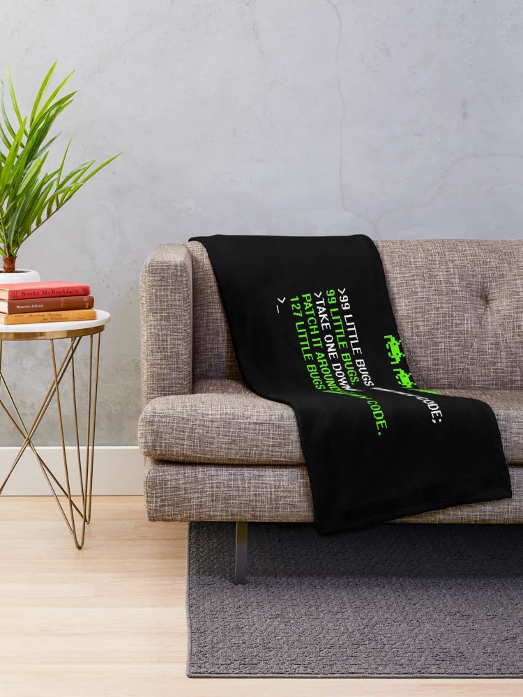 Thumbnail 2 of 6, Throw Blanket, Retro Funny Programmer Coding Debugger Hacker Computer Science Dev designed and sold by CTankdesign.