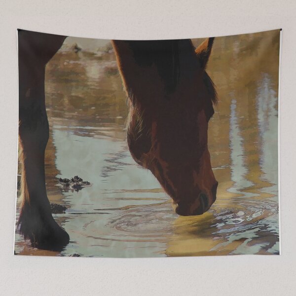 Item preview, The Watering Hole - Drinking Percheron Horse designed and sold by NaturePrints.