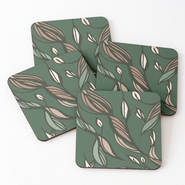 Item preview, Elegant Dark Green Abstract Leaves tattoo designed and sold by jeanyun48.