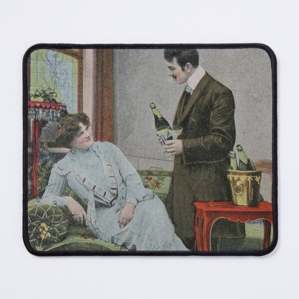 Item preview, Vintage handtinted postcard of 1904 of two lovers and a bottle of champagne designed and sold by Photopat.