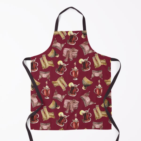 Item preview, Watercolor mulled wine and scarfs pattern designed and sold by GrayCatGraphics.