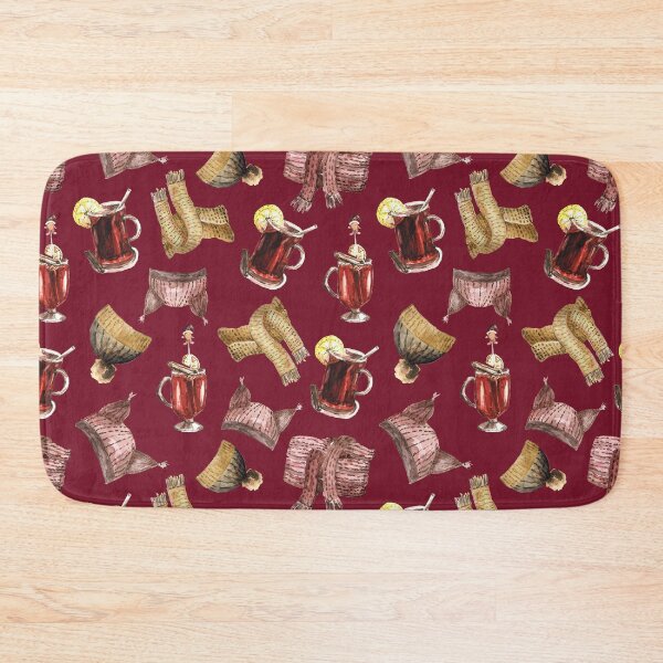 Item preview, Watercolor mulled wine and scarfs pattern designed and sold by GrayCatGraphics.