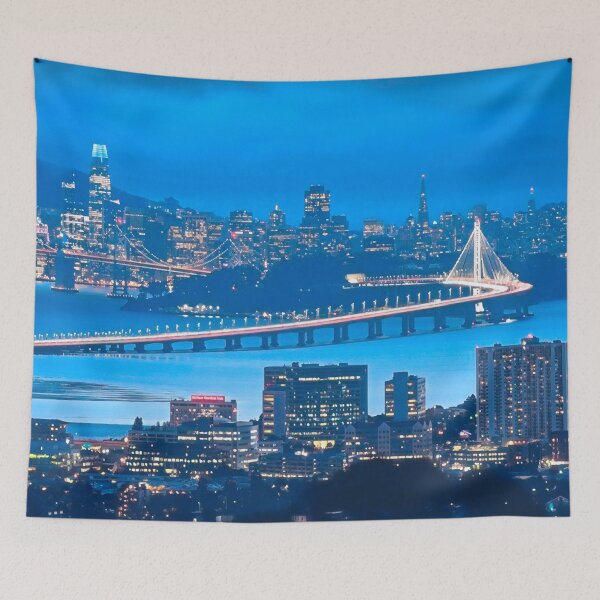 Item preview, San Francisco Skyline at Night designed and sold by Sofia-Draws.