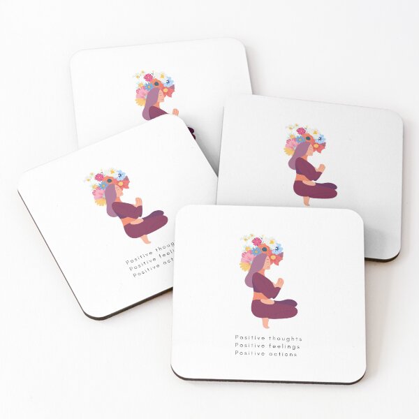 Item preview, Positive thoughts - positive feelings - positive actions - Yoga & Flowers designed and sold by Art-Coffee-Yoga.