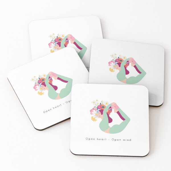Item preview, Open heart - Open Mind - Yoga & Flowers - Wheel Pose designed and sold by Art-Coffee-Yoga.