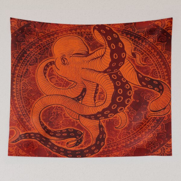 Item preview, Octopus on Damask - Red Edition designed and sold by Bad Doggie Designs.