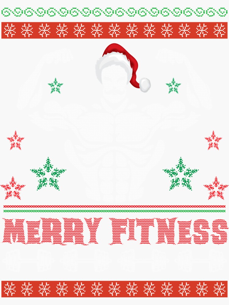 Fitness Weight Lifting Ugly Christmas Sweater Sticker for Sale