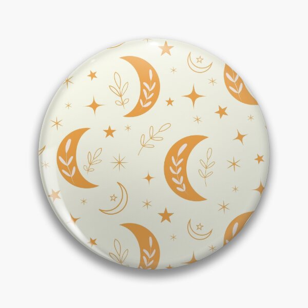 Item preview, Cute abstract  orange boho hippie  moon pattern with leaves and stars  designed and sold by Yasminepatterns .