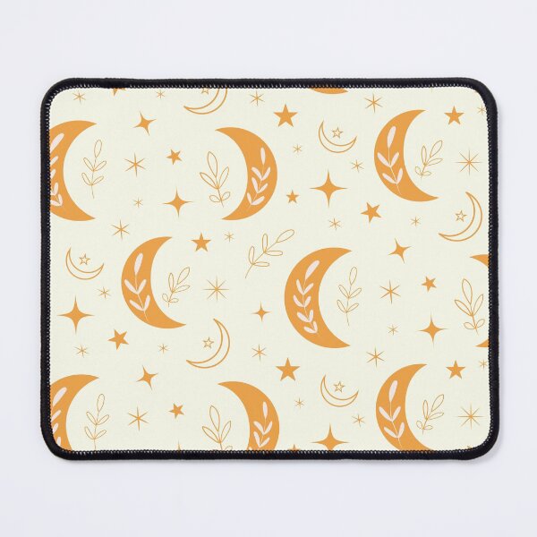 Item preview, Cute abstract  orange boho hippie  moon pattern with leaves and stars  designed and sold by Yasminepatterns .