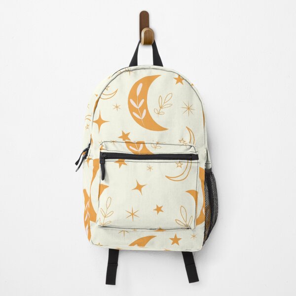Item preview, Cute abstract  orange boho hippie  moon pattern with leaves and stars  designed and sold by Yasminepatterns .