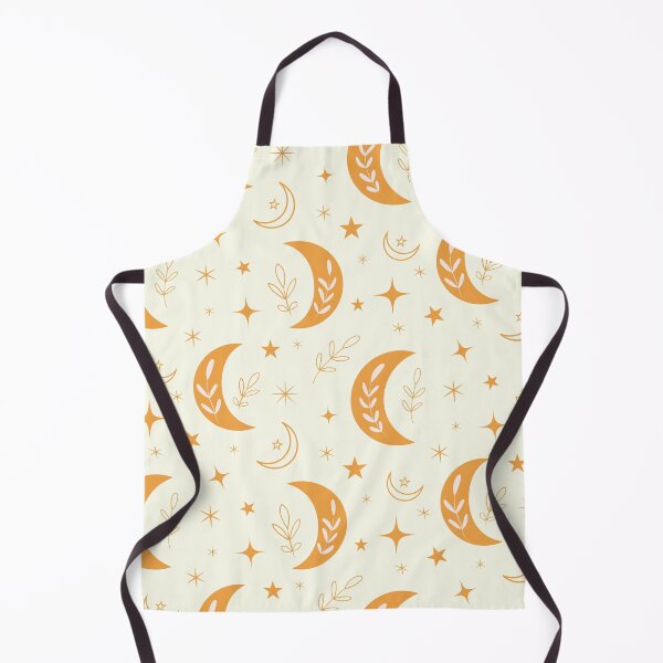 Item preview, Cute abstract orange boho hippie moon pattern with leaves and stars designed and sold by Yasminepatterns .