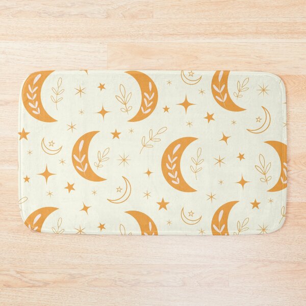 Item preview, Cute abstract  orange boho hippie  moon pattern with leaves and stars  designed and sold by Yasminepatterns .