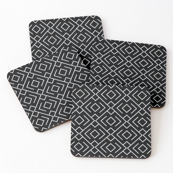 Item preview, Black and Pale Gray Geometric Shape Mosaic Pattern 4 Pairs Dulux 2022 Popular Colour Frosted Steel designed and sold by ColorOfTheYears.