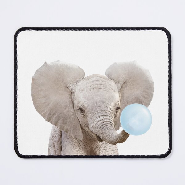 Item preview, Baby Elephant Blowing Blue Bubble Gum, Baby Boy, Kids, Nursery, Baby Animals Art Print by Synplus designed and sold by synplus.