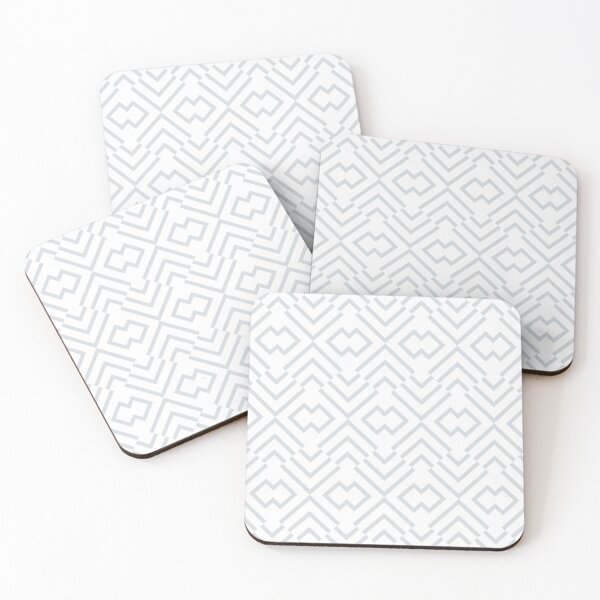 Item preview, Pale Gray and White Art Deco Shape Pattern Pairs Dulux 2022 Popular Colour Frosted Steel designed and sold by ColorOfTheYears.