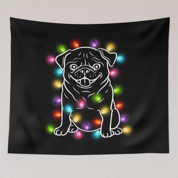 Item preview, Pug Dogs Tree Christmas Lights Pug Dogs Lover Christmas Gift designed and sold by Adam Alomari.