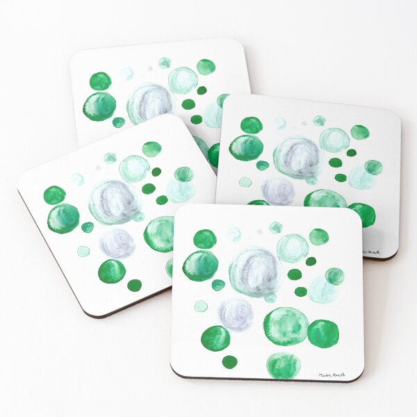 Item preview, Green bubbles abstract watercolor  designed and sold by Monika Howarth.