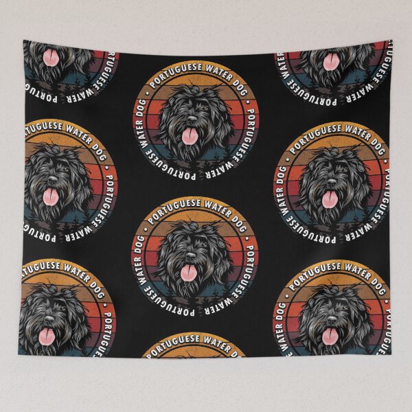 Item preview, Portuguese Water dog distressed sunset retro dog face design designed and sold by SamRVstore.