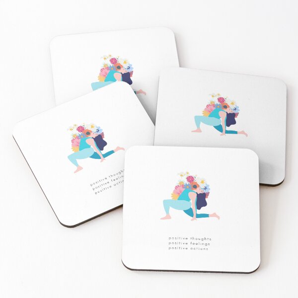 Item preview, Positive Thoughts, Feelings & Actions - Yoga & Flowers designed and sold by Art-Coffee-Yoga.