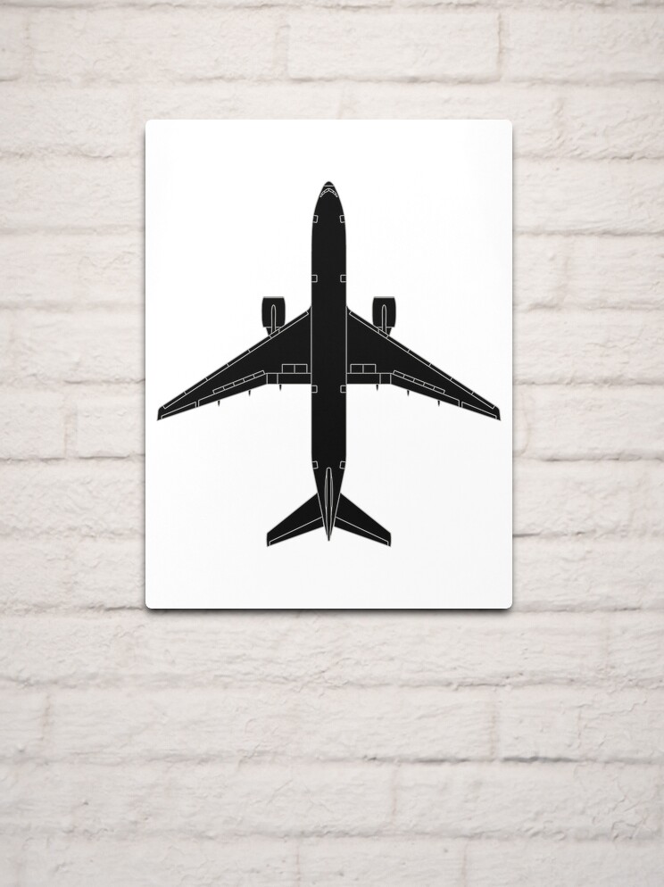 Boeing 777 Black Top View | Metal Print