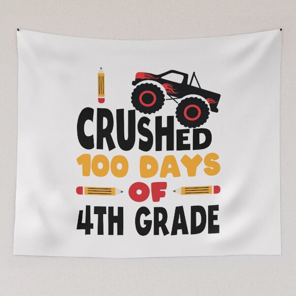 Artikelvorschau, 100 Tage Schule vierte Klasse Ich habe 100 Tage der vierten Klasse Kinder Jungen Monster Truck zerquetscht entworfen und verkauft von clothesy7.
