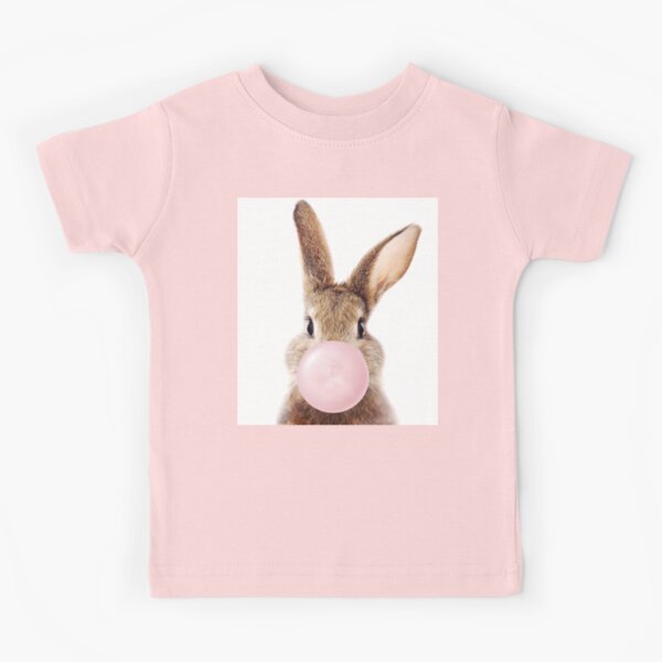 Baby Rabbit, Brown Bunny Blowing Pink Bubblegum, Baby Girl, Kids