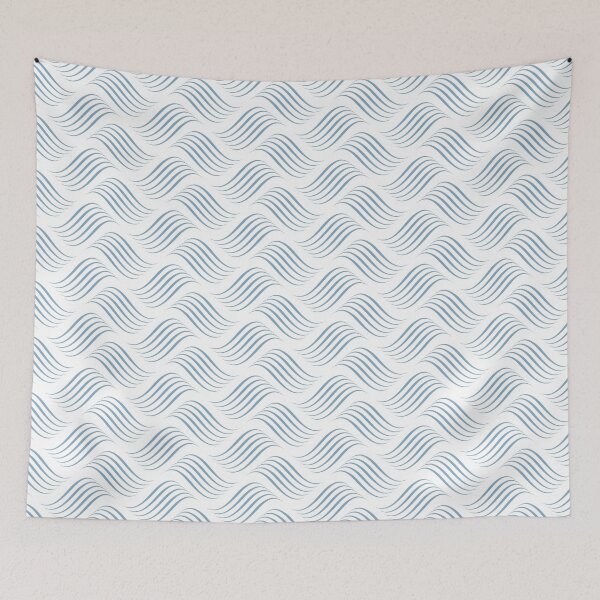 Item preview, Blue and White Wavy Tessellation Line Pattern Pairs Dulux 2022 Popular Colour Sky View designed and sold by ColorOfTheYears.