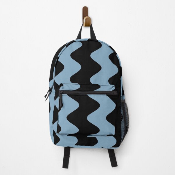 Item preview, Black and Blue Wavy Vertical Rippled Stripe Pattern Pairs Dulux 2022 Popular Colour Sky View designed and sold by ColorOfTheYears.