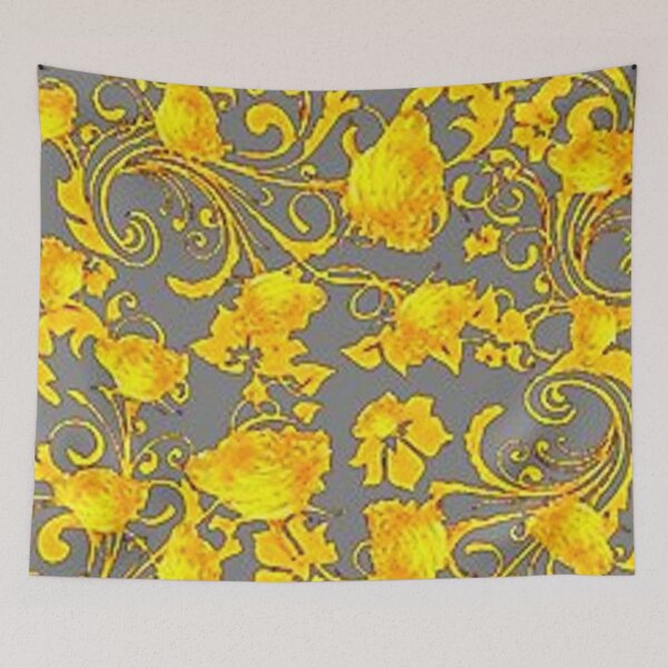 Item preview, GOLD ROSE GARDEN GREY FLORAL ABSTRACT ART designed and sold by sharlesart.