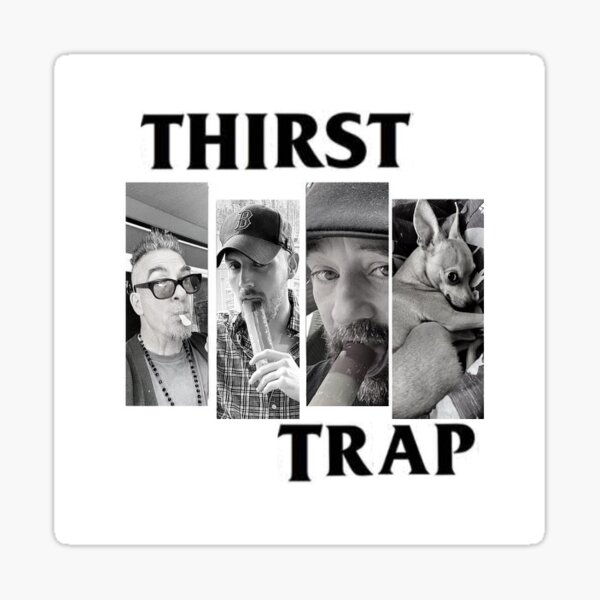 The DTBFF Thirst Trap/Black Flag pastiche badge, sticker, and magnet Sticker