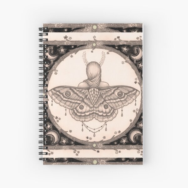 Moon Phase - Woman Moth - Star Fairy Spiral Notebook