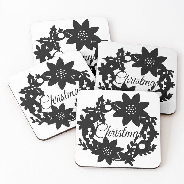 Item preview, Black and White Christmas Wreath designed and sold by daisyandlime.