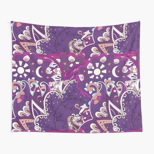 tracery pattern doodle colorful, psychedelic lover Tapestry