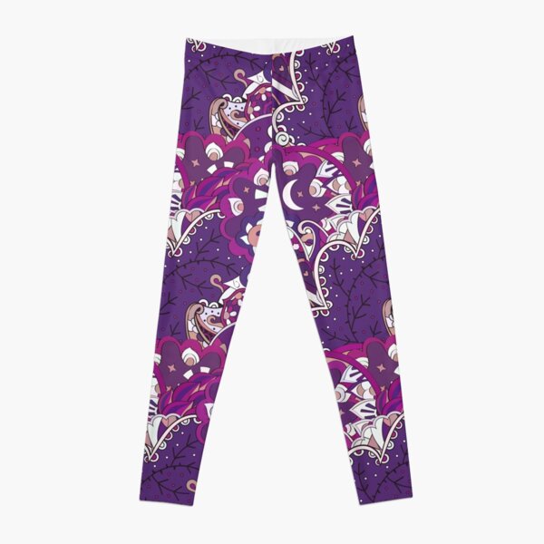 tracery pattern doodle colorful, psychedelic lover Leggings