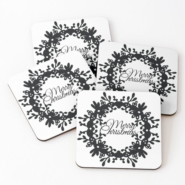 Item preview, Merry Christmas Black and White Christmas Wreath designed and sold by daisyandlime.