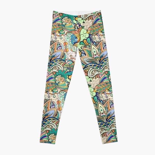 tracery pattern doodle colorful, psychedelic lover Leggings