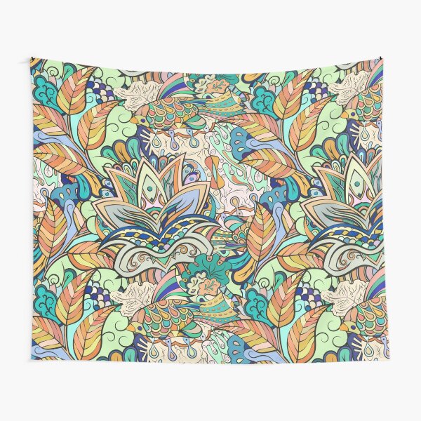 tracery pattern doodle colorful, psychedelic lover Tapestry