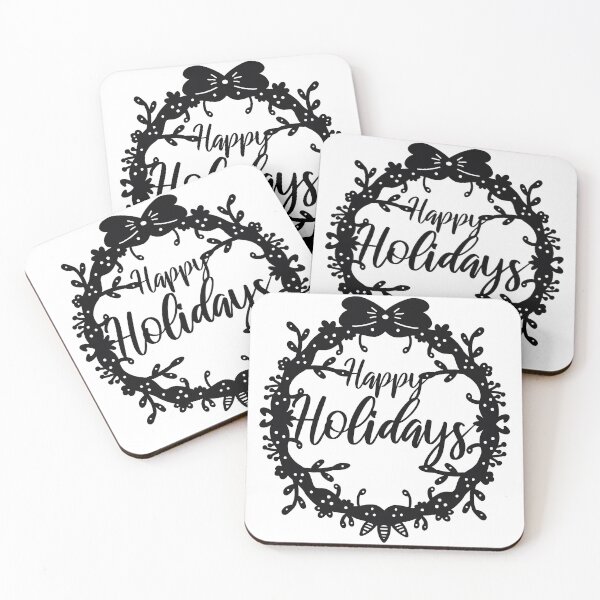 Item preview, Happy Holidays Black and White Christmas Wreath designed and sold by daisyandlime.