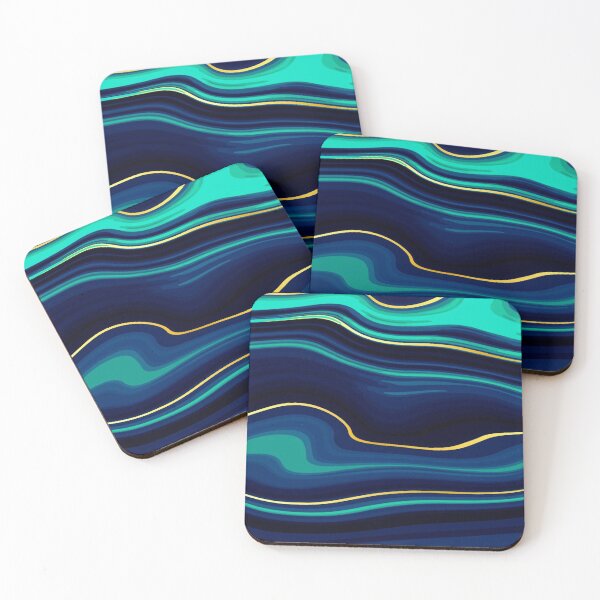 Item preview, Abstract duotone black and turquoise liquid marble texture  designed and sold by TheSkullArmy.