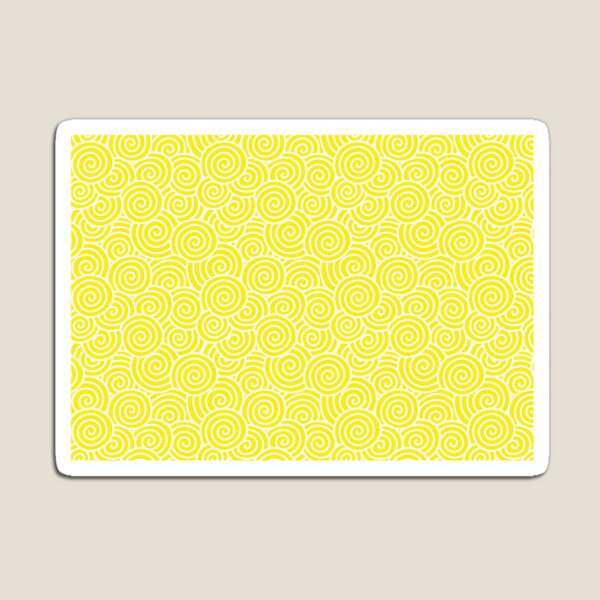 Chinese Spiral Pattern | Swirls | Lemon Yellow and White | Magnet