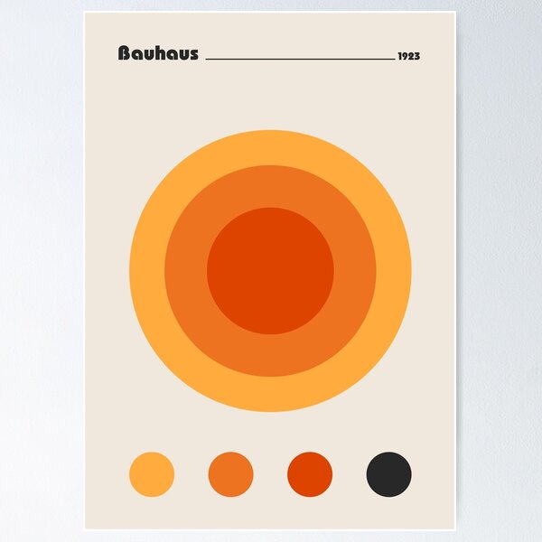 Item preview, Abstract Circles Yellow ORange Bauhaus Exhibition Poster  designed and sold by enricadenicola.