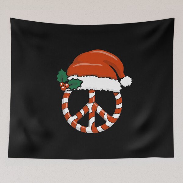 Item preview, Christmas Peace Sign Candy Cane Symbol In Santa hat and Millstone  designed and sold by alenaz.