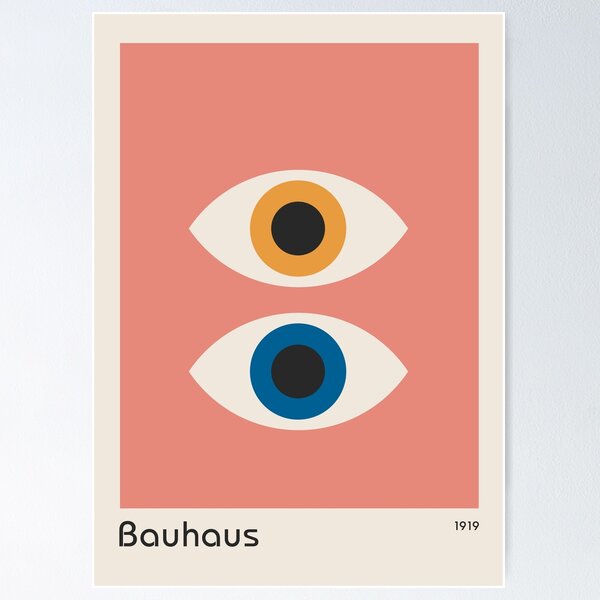 Bauhaus Brown Waves Poster Mid Century Modern