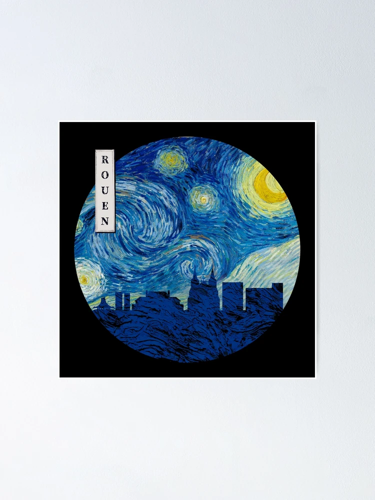 Rouen Starry Night Van Gogh Circle Poster for Sale by danielfgf