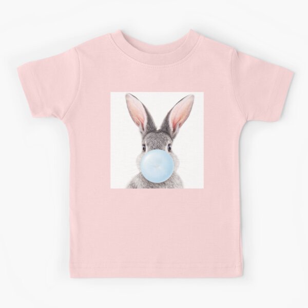 Grey Bunny Blowing Blue Bubble Gum, Baby Boy, Kids, Nursery, Baby