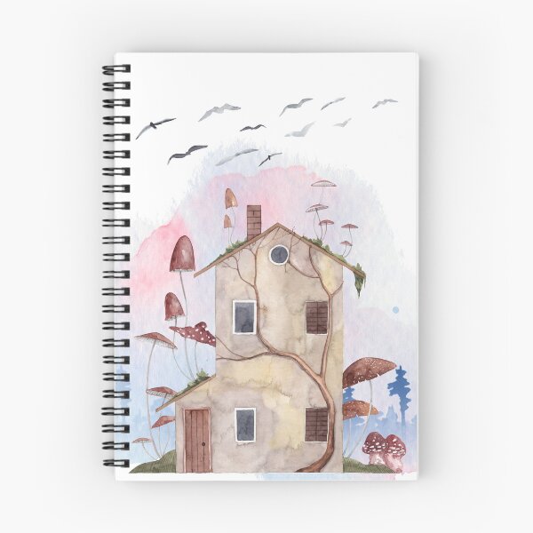 Item preview, Cute house and giant mushrooms in fantasy land watercolor art designed and sold by adriana-holmes.