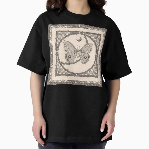 Moon Phase - Praying Fairy - Boho Moth Oversized T-Shirt