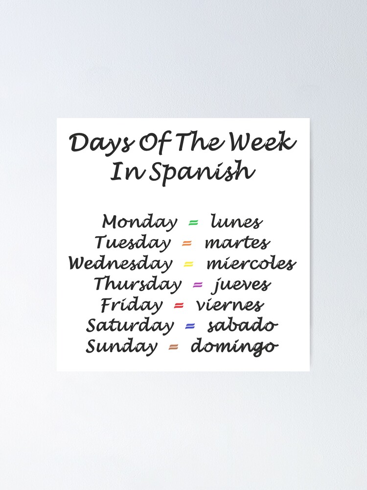 Days of the Week - Spanish Language Poster