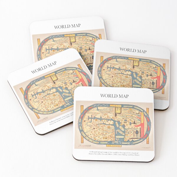 Item preview, Vintage Antique Medieval World Map 1895  designed and sold by FrostMintStudio.