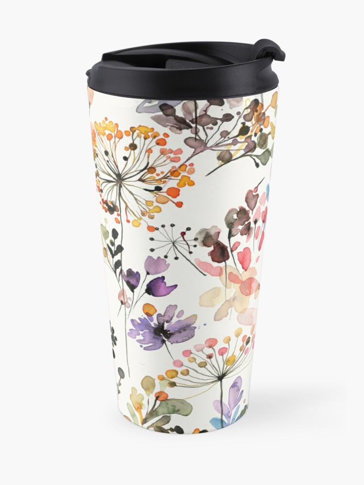 Alternate view of Wild Flowers and Plants Watercolor - Wild Nature Botanical Print Travel Mug